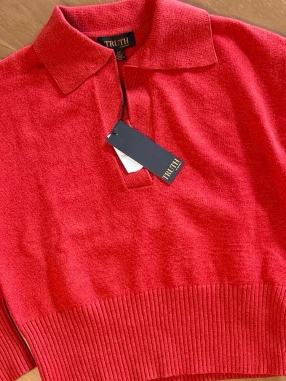 Truth Red V-Neck Polo-Collar Sweater - Women’s
